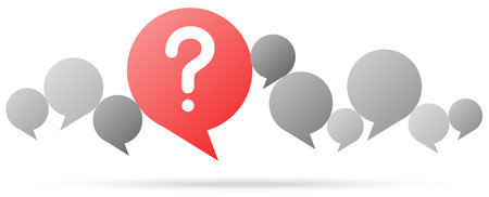 gray speech bubbles with red question mark symbolizing questioning or a problemのイラスト素材