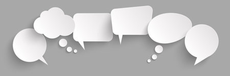 illustration of six speech bubbles with shadow looking like stickersのイラスト素材