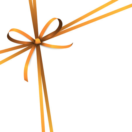 vector illustration of orange colored ribbon bow and gift band isolated on white backgroundのイラスト素材