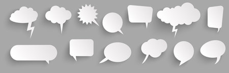 illustration of speech bubbles with shadow looking like stickersのイラスト素材
