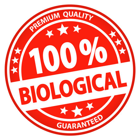 vector file. Round button for business and advertising usage, isolated on white background. With text 100% biologicalのイラスト素材