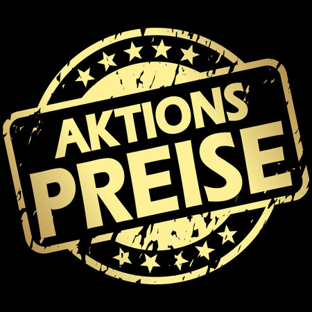 vector with round golden colored stamp with banner and text Special prices (in german)のイラスト素材