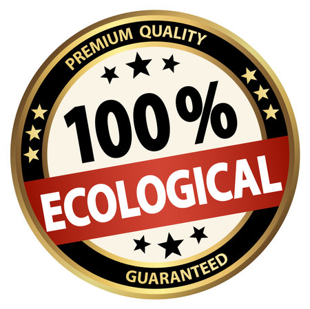 vector file. Round button for business and advertising usage, isolated on white background. With text 100% ecologicalのイラスト素材