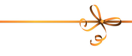vector illustration of orange colored ribbon bow isolated on white backgroundのイラスト素材