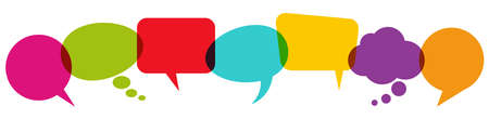 illustration of colored speech bubbles in a row with space for textのイラスト素材