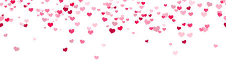 seamless background with different red colored confetti hearts for happy valentine's day time, mother's day or other love conceptsのイラスト素材