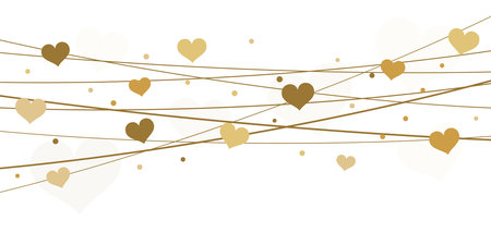 EPS 10 vector file background with hearts on strings for valentine's day time colored gold for mother's day and love conceptsのイラスト素材