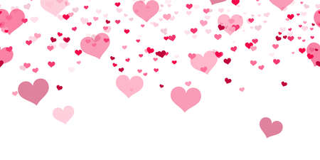 seamless background with different red colored confetti hearts for happy valentine's day time, mother's day or other love conceptsのイラスト素材