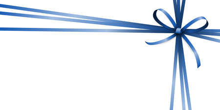 vector illustration of blue colored ribbon bow and gift band isolated on white backgroundのイラスト素材