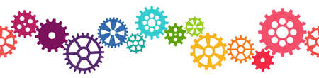 seamless vector illustration of colored gears symbolizing cooperation or teamwork processのイラスト素材
