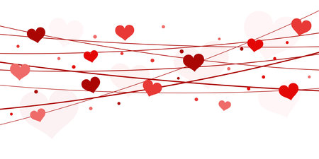 EPS 10 vector file background with hearts on strings for valentine's day time colored red for mother's day and love conceptsのイラスト素材