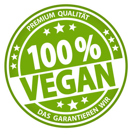 eps vector file. Round button for business and advertising usage, isolated on white background. With text 100% vegan (german)のイラスト素材