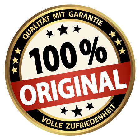 eps vector file. Round button for business and advertising usage, isolated on white background. With text 100% original (german)のイラスト素材