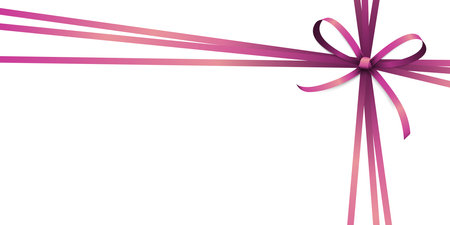 Illustration of pink colored ribbon bow and gift band isolated on white backgroundのイラスト素材