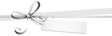 EPS 10 vector illustration of silver colored ribbon bow and gift band with pendant isolated on white backgroundのイラスト素材