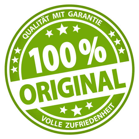 Round button for business and advertising usage, isolated on white background. With text 100% original (german)のイラスト素材