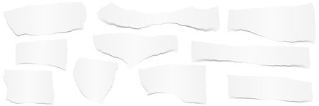 collection of white colored scraps of papers with shadowのイラスト素材
