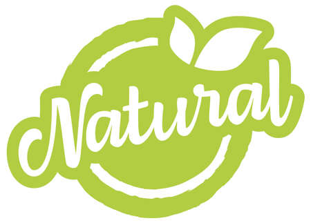 modern green round stamp with leaves, white text naturalのイラスト素材