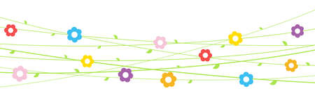 EPS 10 vector file background with flowers on strings for spring time in different colors for easter and fresh conceptsのイラスト素材