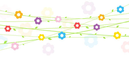 vector file background with flowers on strings for spring time in different colors for easter and fresh conceptsのイラスト素材