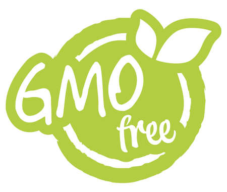 vector file modern green round stamp with leaves, white text GMO freeのイラスト素材