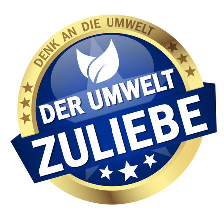 vector with round colored button with banner and text for the environment (in German)のイラスト素材