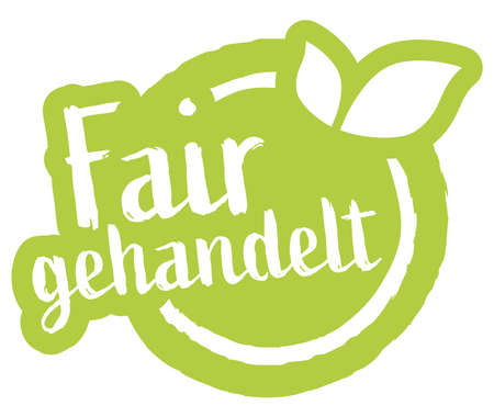 vector file modern green round stamp with leaves, white text fair trade (text german)のイラスト素材
