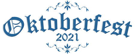 vector file with blue and white header with text Oktoberfest 2021のイラスト素材