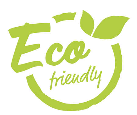 vector file modern green round stamp with leaves, text eco friendlyのイラスト素材