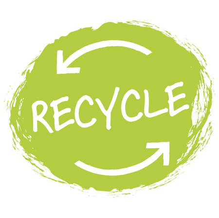 vector file modern green round grunge stamp with arrows, white text recycleのイラスト素材