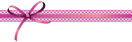 EPS 10 vector illustration of pink colored ribbon bow and gift band isolated on white backgroundのイラスト素材