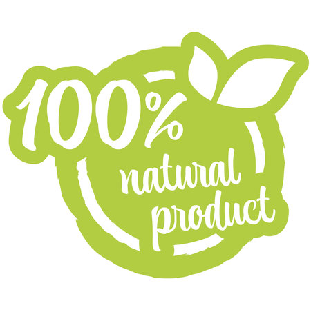 eps vector file modern green round stamp with leaves, white text 100% natural productのイラスト素材