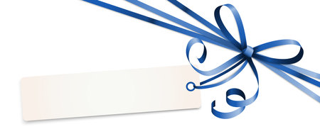 EPS 10 vector illustration of blue colored ribbon bow and gift band isolated on white backgroundのイラスト素材