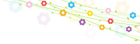 EPS 10 vector file background with flowers on strings for spring time in different colors for easter and fresh conceptsのイラスト素材