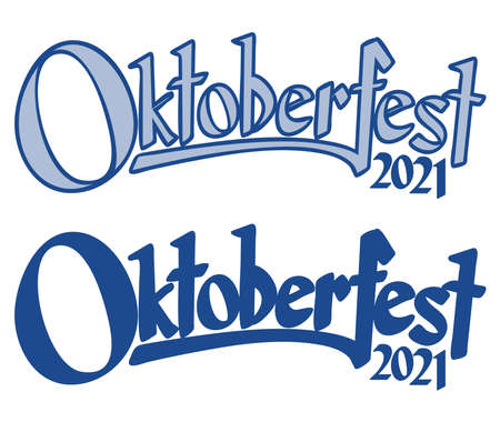 blue and white header with text Oktoberfest 2021のイラスト素材