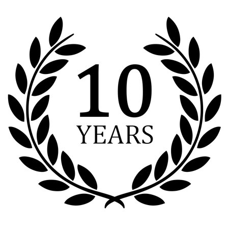 eps vector file with black laurel wreath on white background for success or firm jubilee with text 10 yearsのイラスト素材
