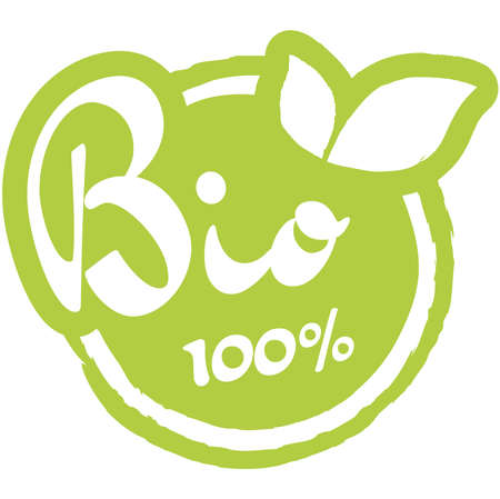 eps vector file modern green round stamp with leaves, white text bio 100%のイラスト素材