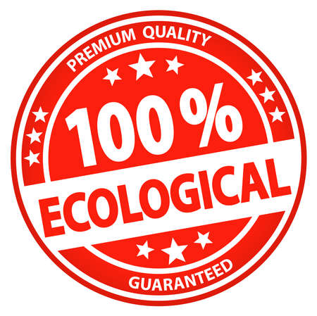 eps vector file. Round button for business and advertising usage, isolated on white background. With text 100% ecologicalのイラスト素材
