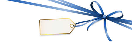 EPS 10 vector illustration of blue colored ribbon bow and gift band isolated on white backgroundのイラスト素材
