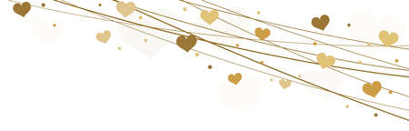 EPS 10 vector file background with hearts on strings for valentine's day time colored gold for mother's day and love conceptsのイラスト素材