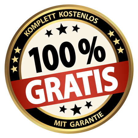 eps vector file. Round button for business and advertising usage, isolated on white background. With text 100% gratis (german)のイラスト素材