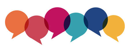 eps illustration of colored speech bubbles in a row with space for text on white backgroundのイラスト素材