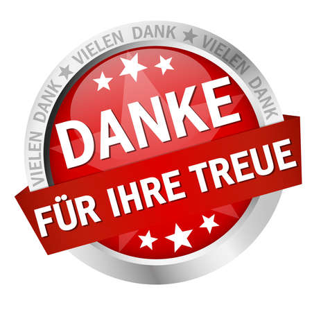 EPS 10 vector with round colored button with banner and text Thank you for your loyalty (in German)のイラスト素材