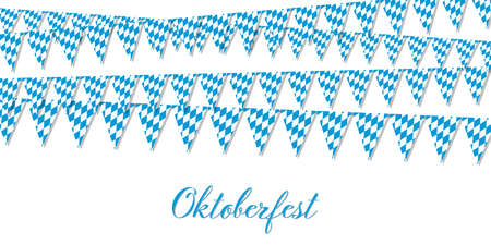 different Oktoberfest 2021 2022 garlands having blue and white checkered patternのイラスト素材