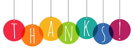 EPS 10 vector illustration of colored hang tags isolated on white background with greetings text "thanks"のイラスト素材