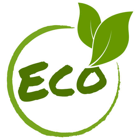 eps vector file modern green round stamp with leaves, text ecoのイラスト素材