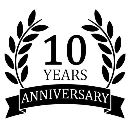 eps vector file with black laurel wreath on white background for success or firm jubilee with text 10 yearsのイラスト素材
