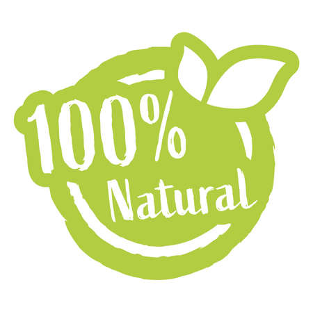 eps vector file modern green round stamp with leaves, white text 100% naturalのイラスト素材