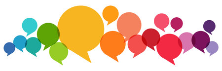 eps vector illustration of colored speech bubbles in a row with space for own textのイラスト素材