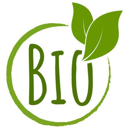 eps vector file modern green round stamp with leaves, text bioのイラスト素材